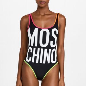 MOSCHINO Black One Piece with Neon Highlights